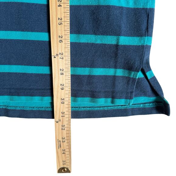 Vintage 90s Woolrich Navy & Blue Striped Polo Shirt Men's XL – 100% Cotton - Picture 4 of 6